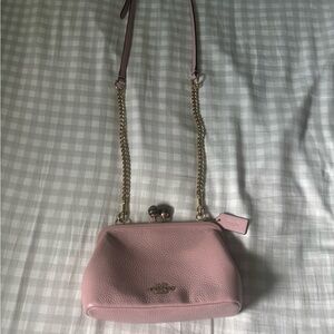 Coach Pink Crossbody Bag with Gold Chain